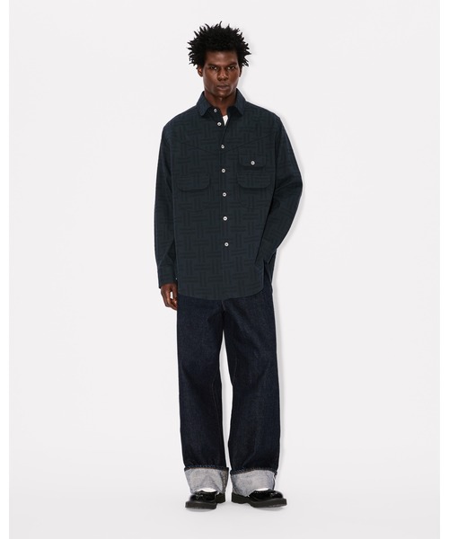 KENZO パッチワーク柄 長袖シャツ KENZO PACHINKO RELAX BLACK LONGSLEEVE