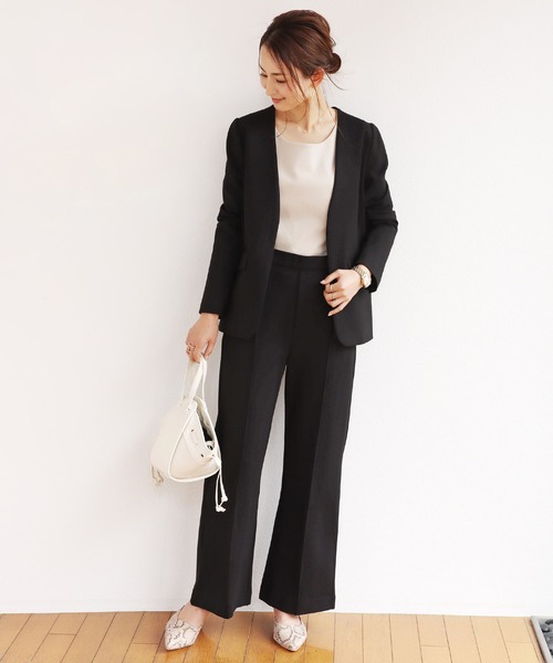 「andme」 「alma design」ノーカラージャケット L ブラック レディース