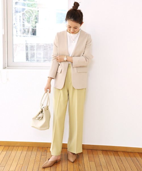 「andme」 「alma design」ノーカラージャケット L ブラック レディース