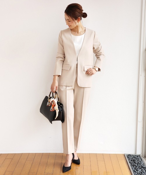 「andme」 「alma design」ノーカラージャケット L ブラック レディース