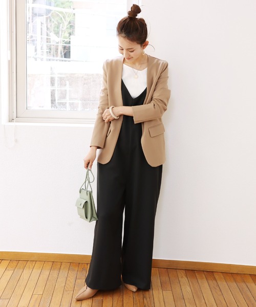 「andme」 「alma design」ノーカラージャケット L ブラック レディース