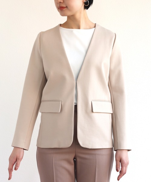 「andme」 「alma design」ノーカラージャケット L ブラック レディース