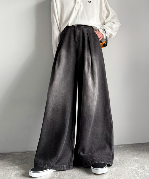 Classical Origin ジーンズ 変形3タックスーパーワイドデニム／Unique