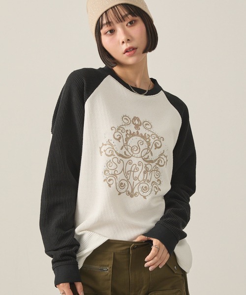 Snap club tシャツ 「Snap club」グラフィックラインストーンワッフル