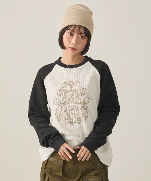 Snap club tシャツ 「Snap club」グラフィックラインストーンワッフル