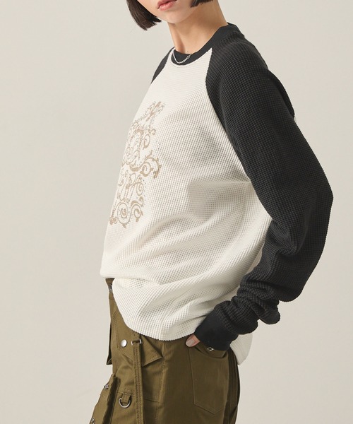 Snap club tシャツ 「Snap club」グラフィックラインストーンワッフル