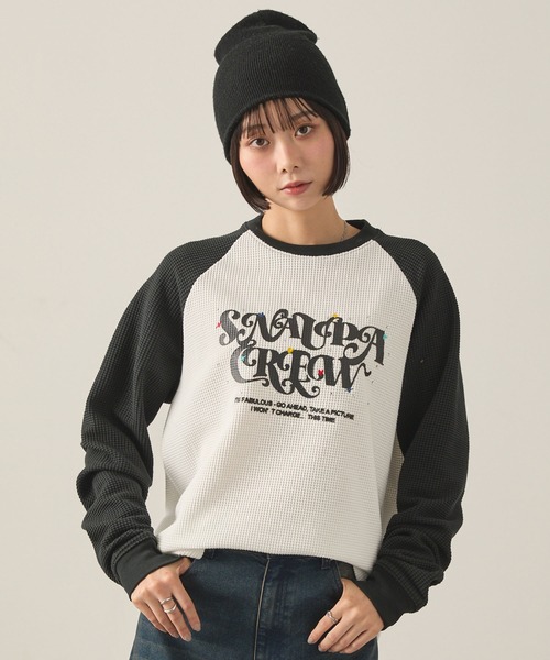 Snap club tシャツ 「Snap club」グラフィックラインストーンワッフル