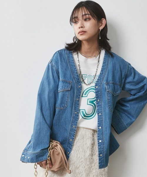 CHIC STYLE 「CHIC STYLE」 ノーカラージャケット LL ブルー