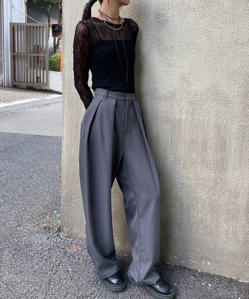 AIC. スラックス パンツ ダブルタックスラックスパンツ レディース AIC. スラックス パンツ ダブルタックスラックスパンツ レディース