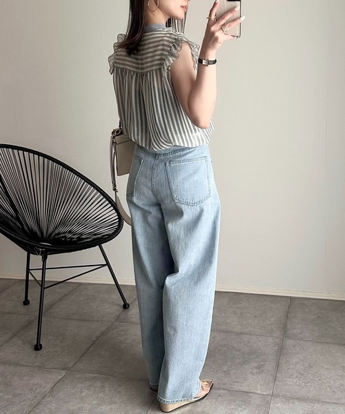 「Eclat one」 半袖ブラウス FREE サックスブルー レディース_画像4