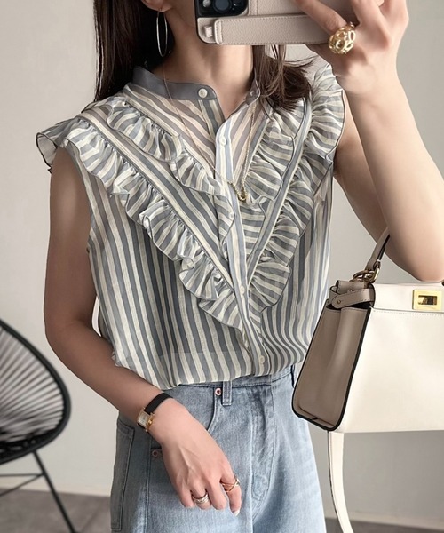 「Eclat one」 半袖ブラウス FREE サックスブルー レディース_画像8