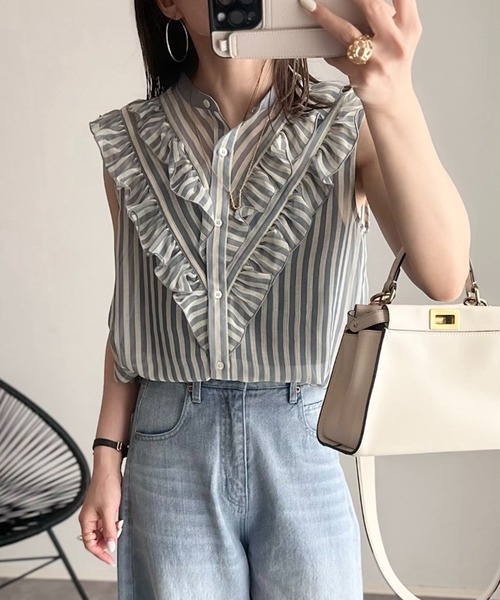 「Eclat one」 半袖ブラウス FREE サックスブルー レディース_画像9