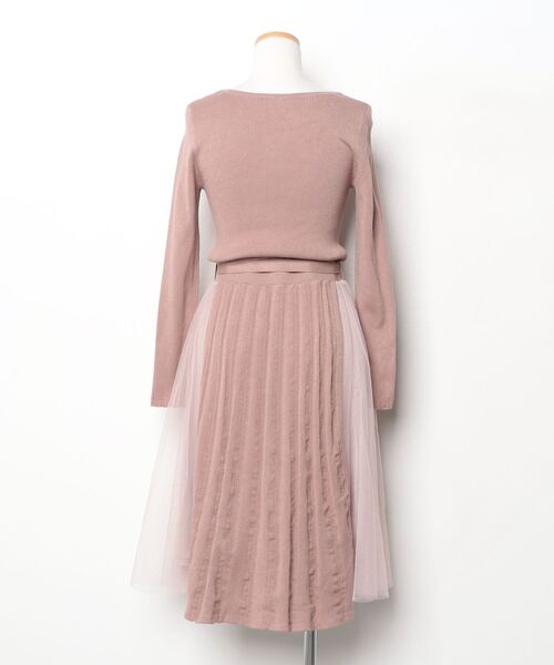 「LAISSE PASSE」 ビジューニットワンピース 38 ブラウン レディース_画像2