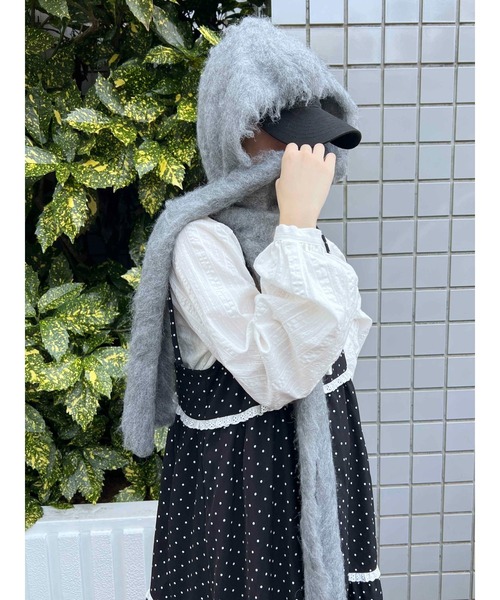 Paloma wool グレー フード付きマフラー wj01601.jpg