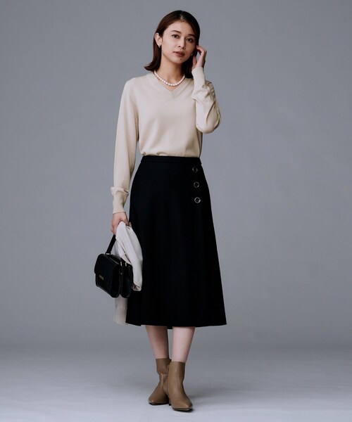 【ECOLÀ】100% ウール UNTITLED（アンタイトル） ニット セーター 「洗える/ウール100%」V