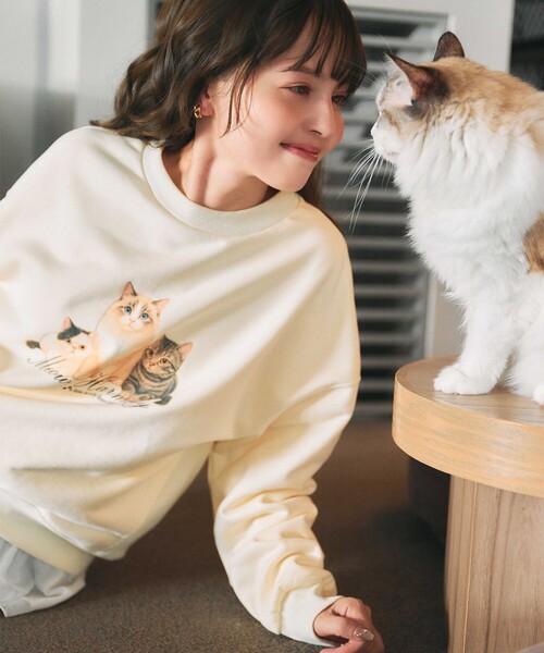 Feroux（フェルゥ） トレーナー スウェット 「洗える」猫ちゃん