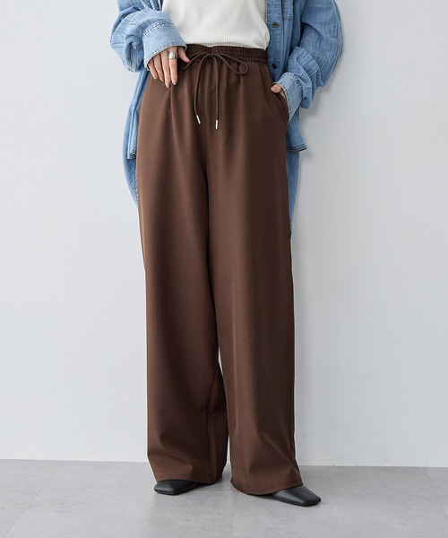 anyfee ワイドパンツ パンツ 「anyfee/大きいサイズ」とろみツイル