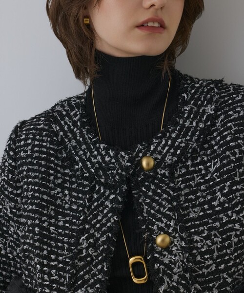 GRACE CONTINENTAL ジャケット ノーカラージャケット ツイードコンビ