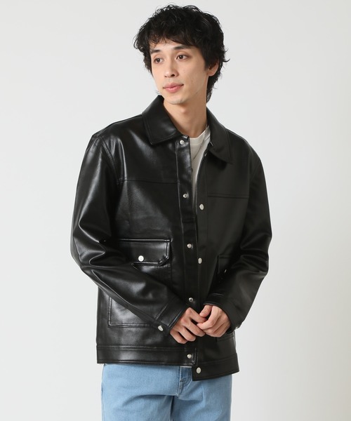 ジャケット・アウター 90s   jeans leather jacket JAQUETA DE COURO COM TEXTURA - Bordô | ZARA Brasil