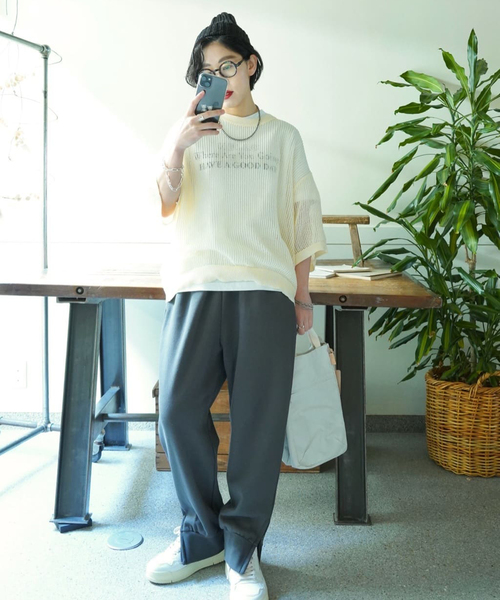 「JOURNAL STANDARD LUXE」 半袖ニット FREE ブラック レディース_画像6