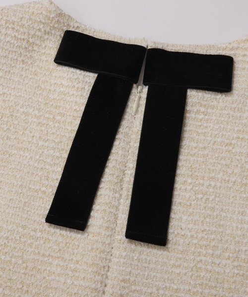 Fit more（フィットモア） ツイードバックベロアリボンペプラム