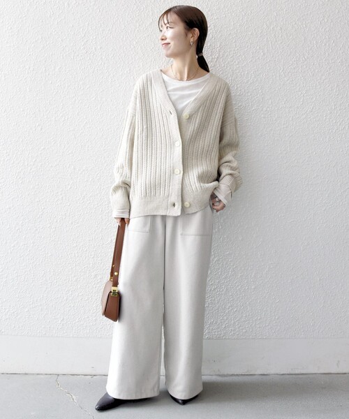 シップス エニィ（SHIPS any）/SHIPS any: リブ タック編み Vネック ルーズ ニット カーディガン SHIPS any カーディガン any: リブ タック編み Vネック ルーズ ニット