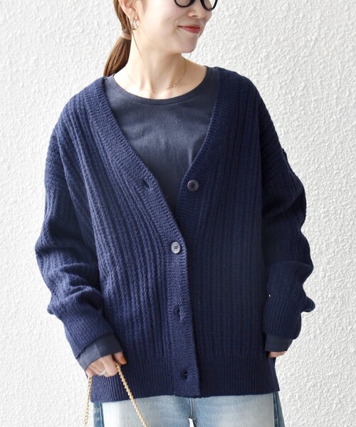 SHIPS anyループニット Vネックカーディガン　新品 SHIPS｜SHIPS any: ループ ニット Vネック ショート カーディガン