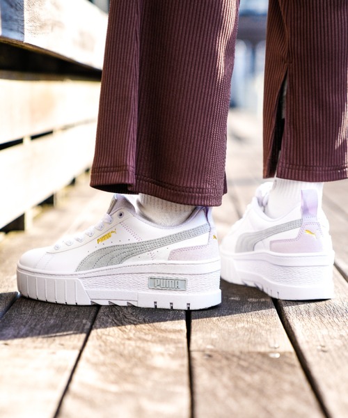 PUMA 「PUMA」 ローカットスニーカー 23.5cm ホワイト×グレー