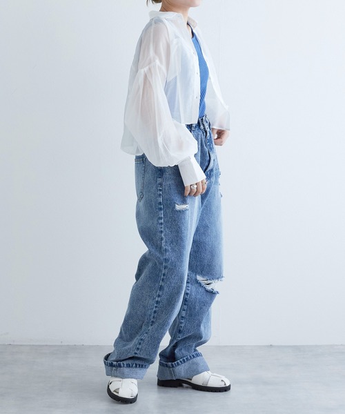 w closet（ダブルクローゼット） 長袖シャツ FREE サックスブルー