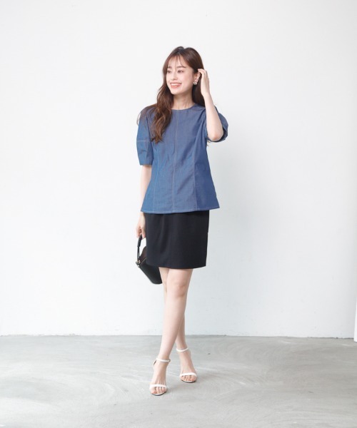 「M.deux」 半袖シャツ MEDIUM ブルー レディース_画像3