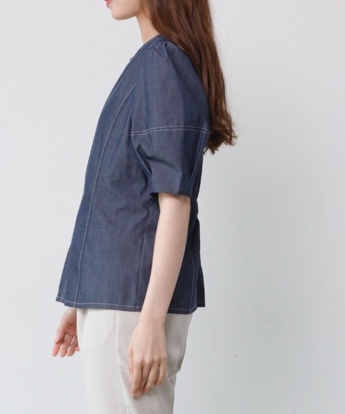 「M.deux」 半袖シャツ MEDIUM ブルー レディース_画像5