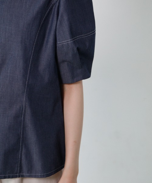 「M.deux」 半袖シャツ MEDIUM ブルー レディース_画像8