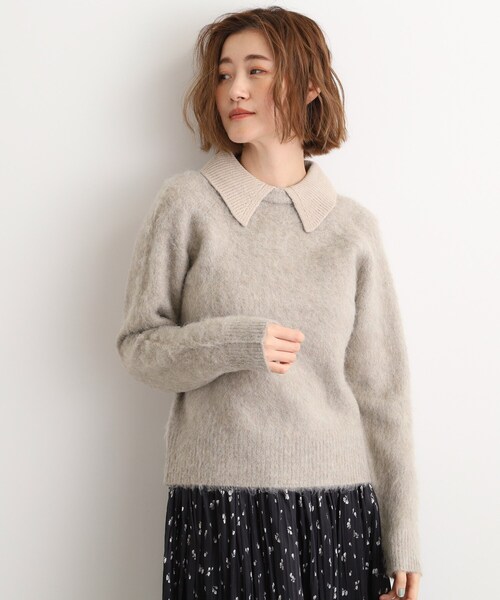 grove（グローブ） ニット セーター 異素材ビッグカラーニット