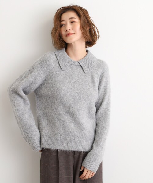 grove（グローブ） ニット セーター 異素材ビッグカラーニット