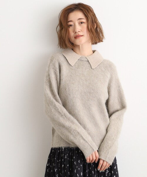 【値下げ！】PXG レディースニット grove（グローブ） ニット セーター 異素材ビッグカラーニット