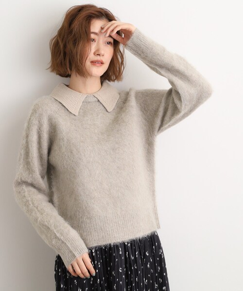 grove（グローブ） ニット セーター 異素材ビッグカラーニット