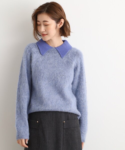 grove（グローブ） ニット セーター 異素材ビッグカラーニット