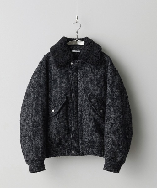 WYM LIDNM ブルゾン アウター DETACHABLE BOA TWEED HERRINGBONE