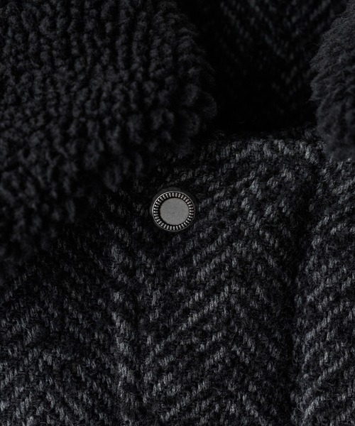 WYM LIDNM ブルゾン アウター DETACHABLE BOA TWEED HERRINGBONE