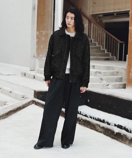 WYM LIDNM ブルゾン アウター DETACHABLE BOA TWEED HERRINGBONE