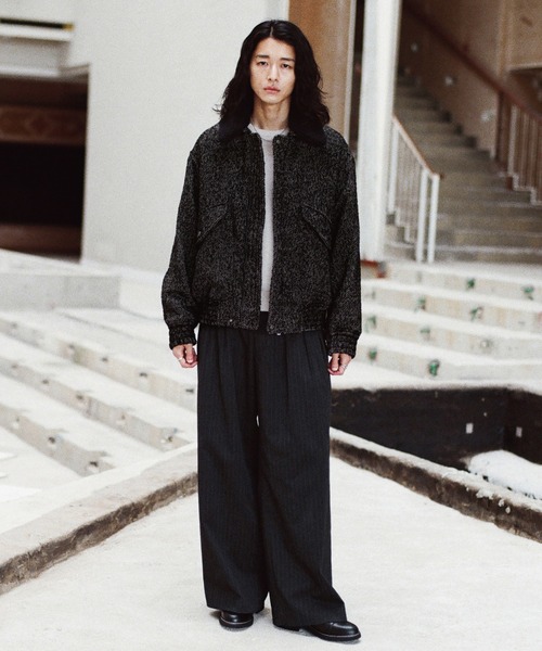 WYM LIDNM ブルゾン アウター DETACHABLE BOA TWEED HERRINGBONE 