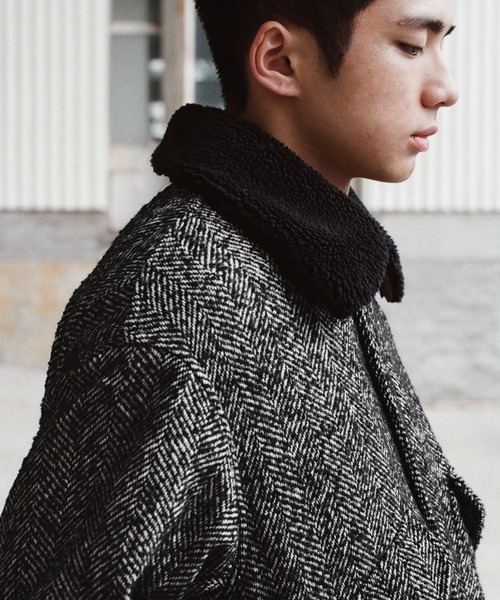 WYM LIDNM ブルゾン アウター DETACHABLE BOA TWEED HERRINGBONE 