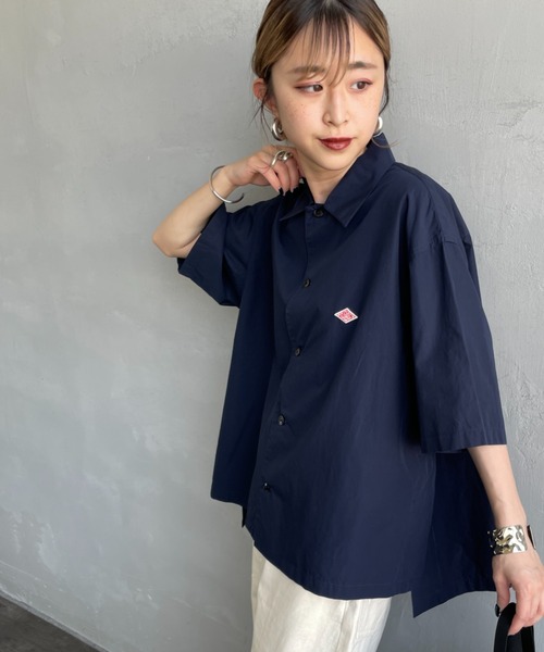 Danton（ダントン） 半袖シャツ 38 ネイビー レディース : ZOZOTOWN