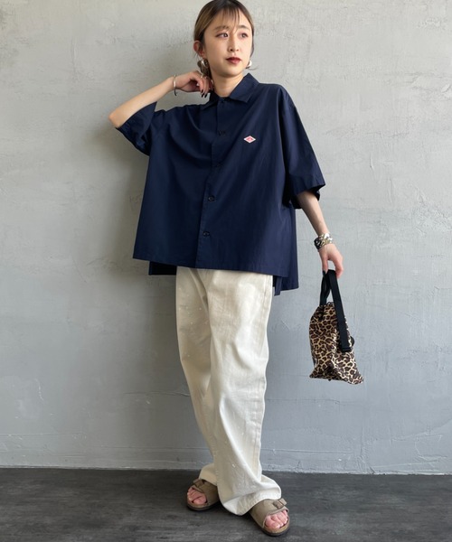 Danton（ダントン） 半袖シャツ 38 ネイビー レディース : ZOZOTOWN