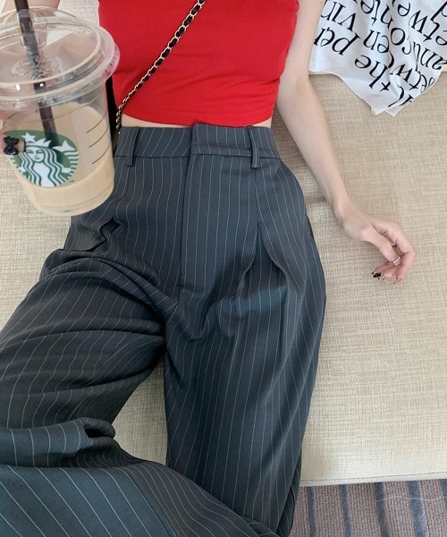 「by muni:r」 スラックス MEDIUM ダークグレー レディース_画像4