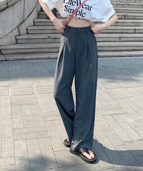 「by muni:r」 スラックス MEDIUM ダークグレー レディース_画像5