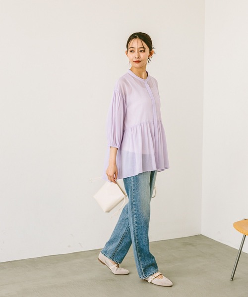 「GLOBAL WORK」 半袖ブラウス MEDIUM ブラック レディース_画像4
