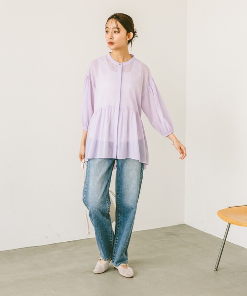 「GLOBAL WORK」 半袖ブラウス MEDIUM ブラック レディース_画像5