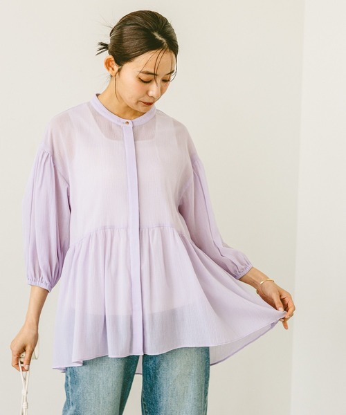 「GLOBAL WORK」 半袖ブラウス MEDIUM ブラック レディース_画像6
