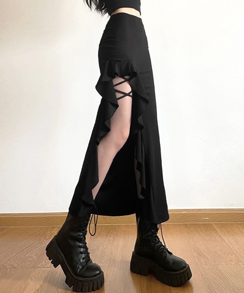 Sally Lunn スカート アシンメトリーフリルタイトスカート : ZOZOTOWN